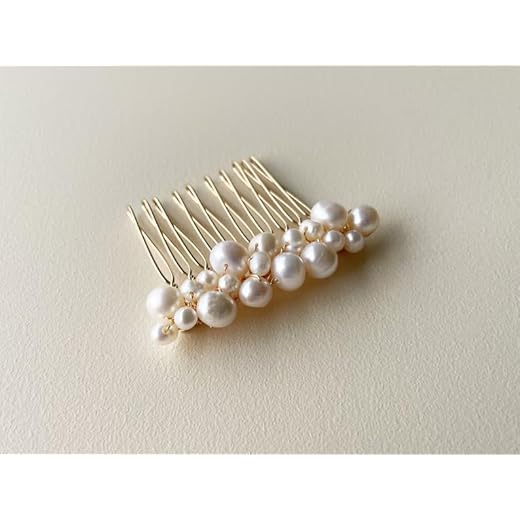 Freshwater Pearl Wedding Hair Comb - Gold