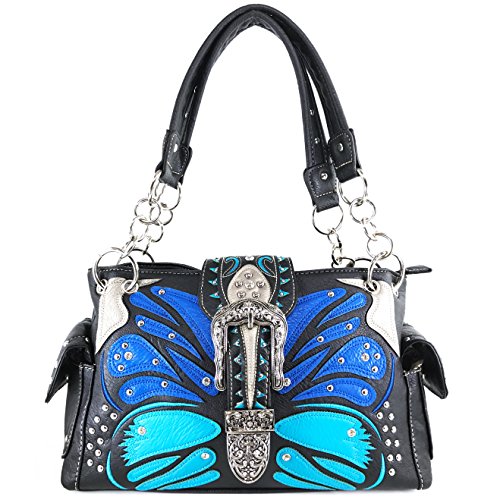 Zelris Buckle Abstract Butterfly Artwork Women Conceal Carry Shoulder Handbag