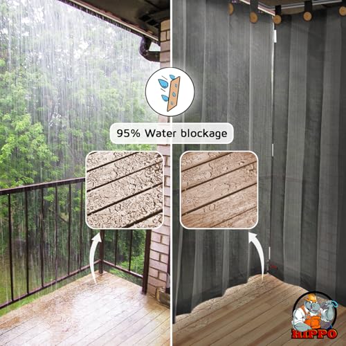 Image of HIPPO HDPE 230 GSM Outdoor Loop Curtain (Cool-Grey, 3 Feet X 9 Feet, Pack of 2)