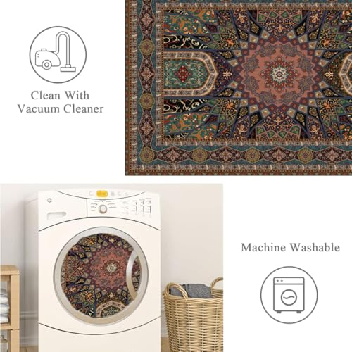 Image of ishro home 5x7 Feet 3D Jet Multi Printed Carpet Rug Runner and Carpets for Bedroom /Living Area /Home with Anti Slip Backing (Panel Harmony, 5x7 fts)