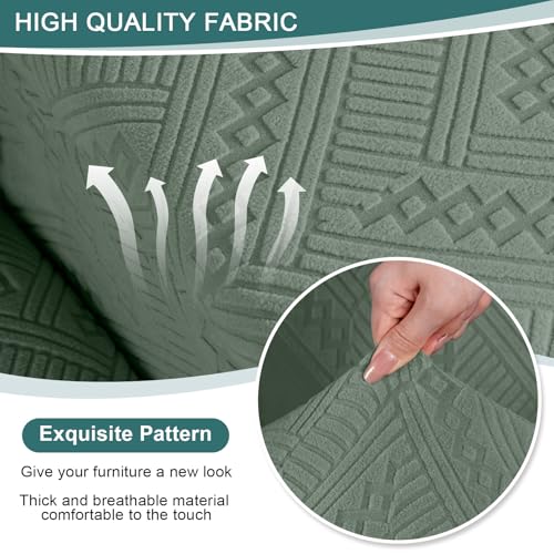 Image of Ruaozz Recliner Sofa Covers Oversized Recliner Chair Covers Recliner Covers for Reclining Chair with Pockets Washable Furniture Protector with Elastic Bottom (1 Seater-X Large, Sage Green)