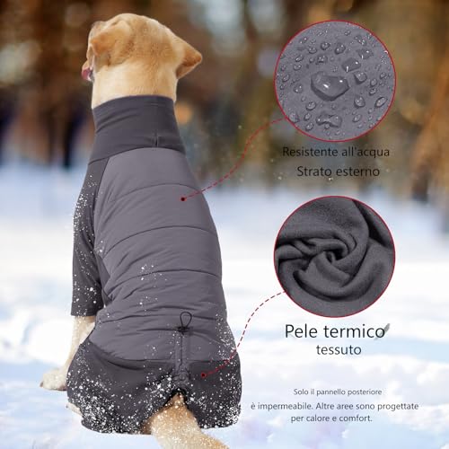 Dotoner Winter Hundemantel mit Beinen, Elastischer Wasserdicht Hundejacke Hund-Overall Fleecefutter Warm, Winddichte Hund Wintermantel mit Geschirrloch für kleine, mittelgroße und große Hunde
