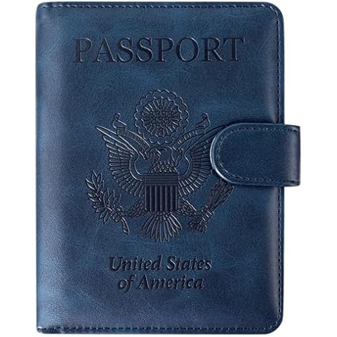 ACdream Blue Unisex Passport and Vaccine Card Holder, RFID Blocking, Faux Leather, 20 in Cover