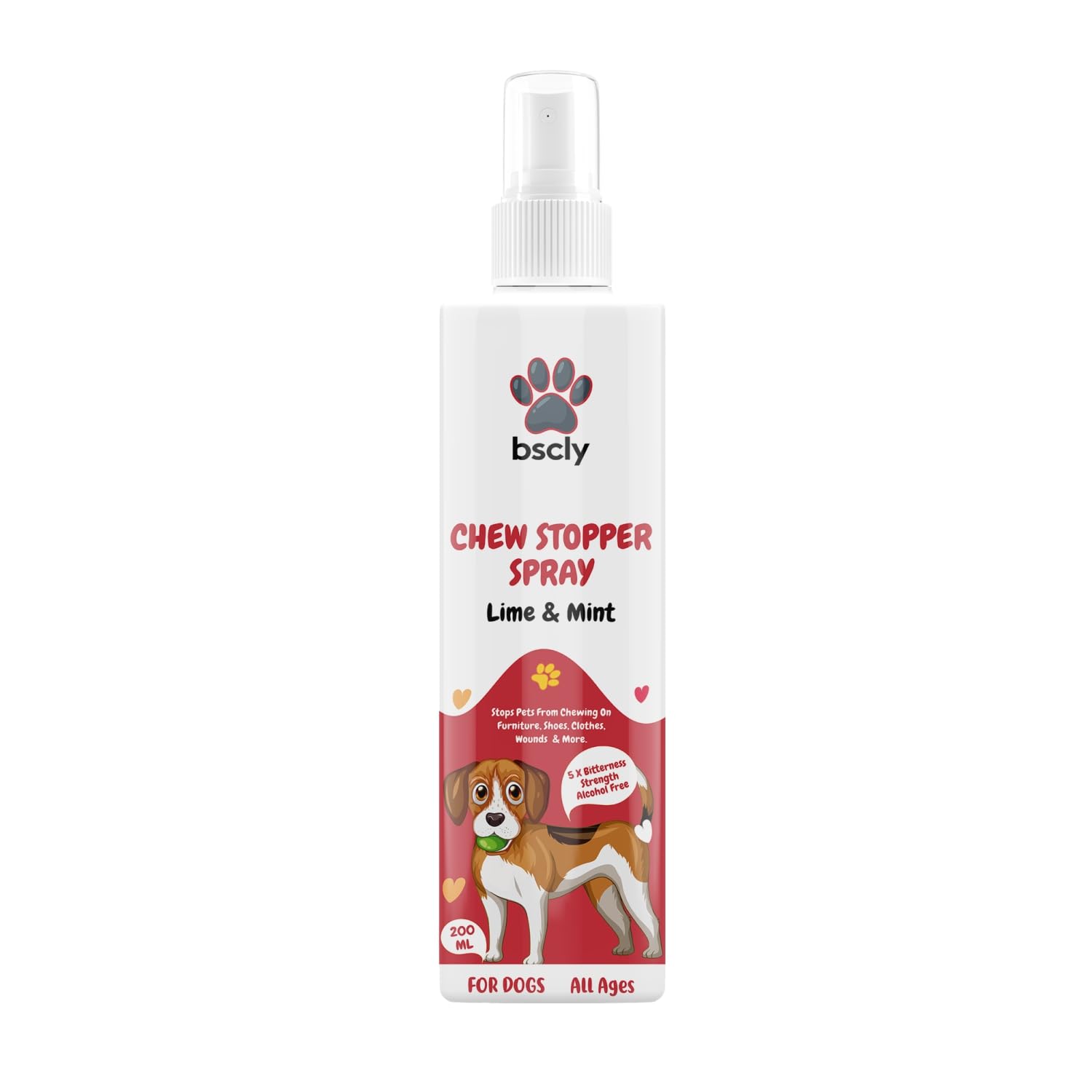 Bscly Anti Chew Spray for Puppies & Dogs 200Ml | Stops Dogs Chewing Shoes, Furniture & More | Behaviour Corrector for Dogs | Deters Chewing & Biting