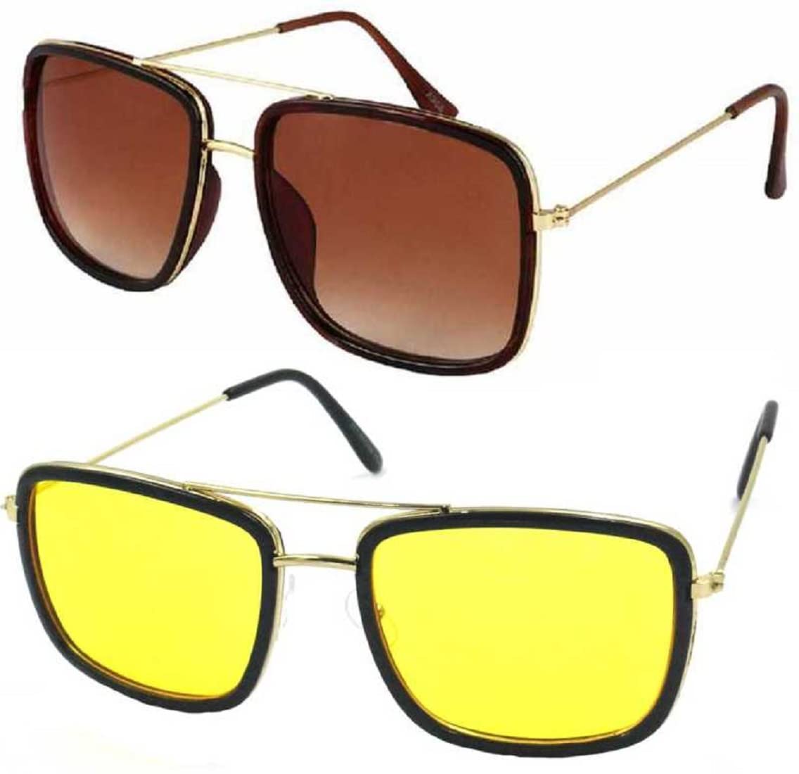 Sunwear Adult Unisex Square Sunglasses Stylish New Lens Design Frame Goggles Sunglasses For Men, Women Unisex.