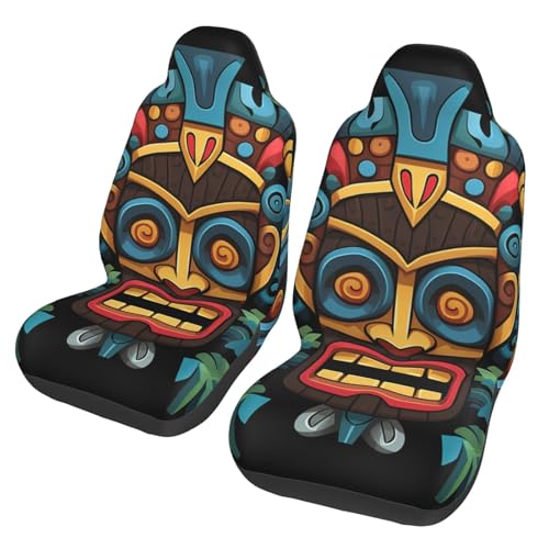 Housses de siège de voiture respirantes et anti-transpiration motif Tiki coloré