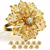URWOOW 12 Pack Flower Napkin Rings Holders Clear Rhinestone Décor Dinner Party Wedding Christmas Gathering