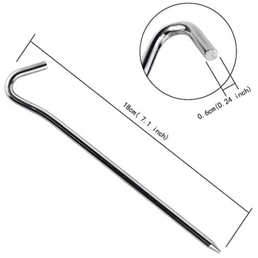 Picchetti per tende in alluminio da 10 pezzi, 18 cm, con gancio, leggeri, per tettoie da giardinaggio, escursionismo, campeggio, picchetti per tende, 10 pezzi rossi