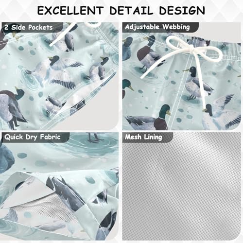 Mallard Ducks Boys Swim Trunks Green Grass Toddler Beach Board Shorts Baby Summer Bathing Suit 4T3