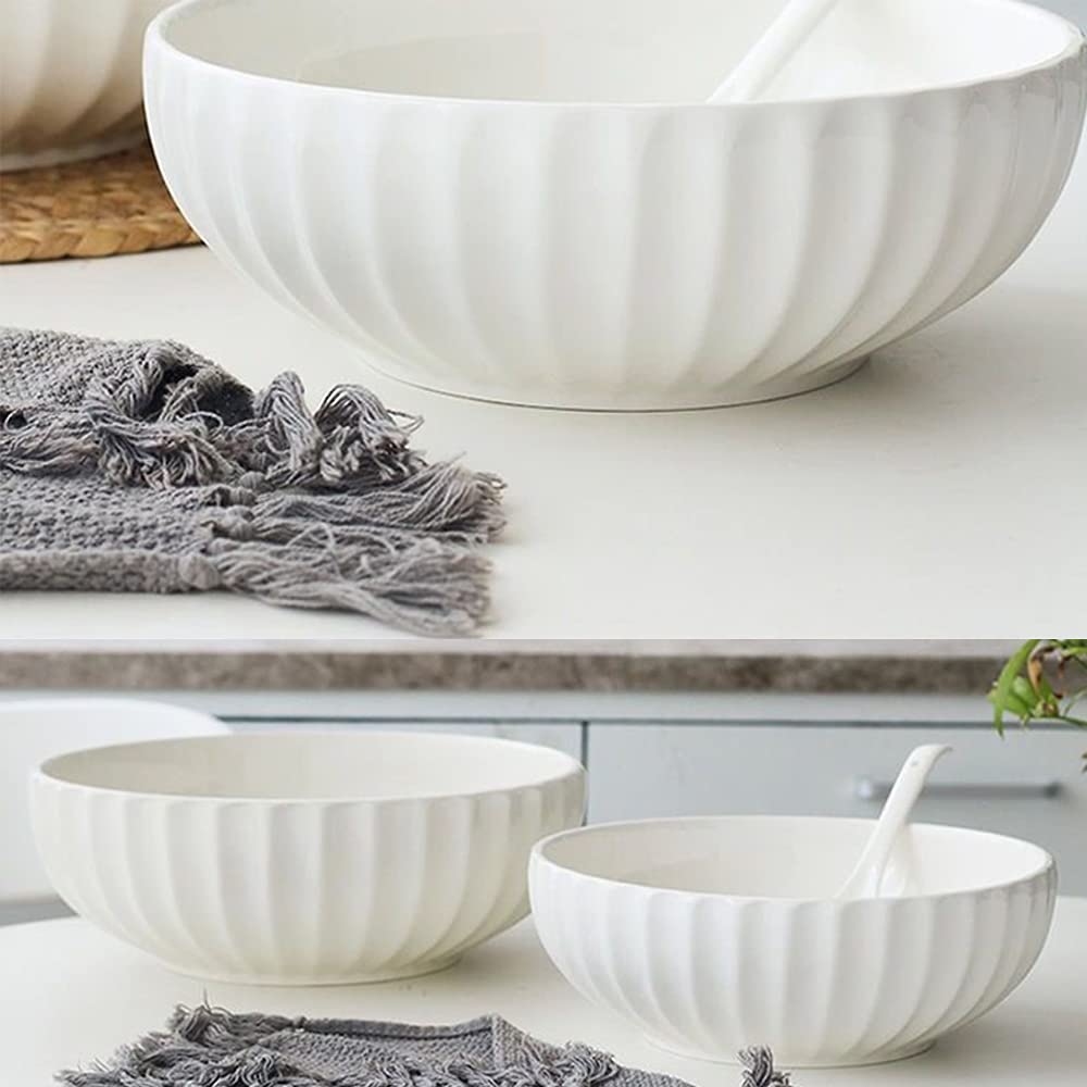 Ciotola di Porcellana di Grande capacità, Grande Ciotola di Noodle della zuppa, Ciotola di Ceramica della Famiglia, Ciotola Speciale della zuppa, Ciotola di zuppa Spessa,12 Inches