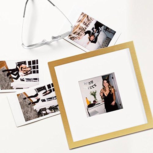 Tiny Mighty Frames - Metal, Square Instagram Photo Frame, 8x8 (4x4 Matted) (1, Gold)