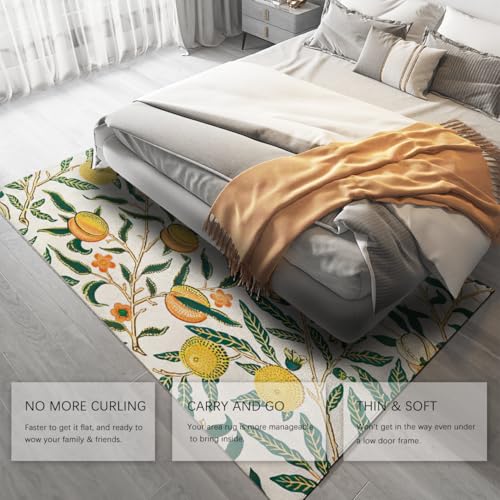 Tapis William Morris Lemon 180x270 cm grand format vintage pour salon chic
