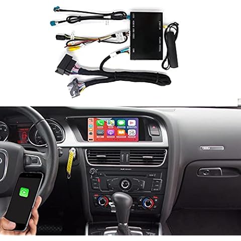 Road Top Wireless Carplay Android Auto Module Receiver Box for Audi S4 S5 A4 A5 (2009-2015 Year) for Q5 (2009-2017 Year) with 2GMMI, Carplay Retrofit Kit Decoder, Support Mirrorlink, Camera Cover