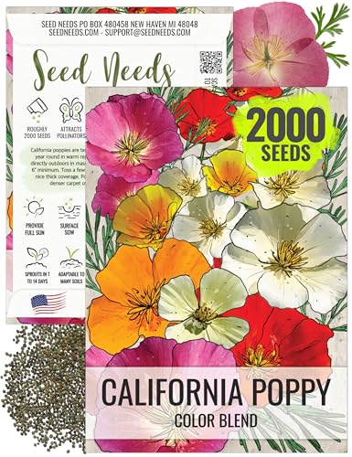 Seed Needs Mixed California Poppy Seeds for Planting - Heirloom & Open Pollinated Tender Perennial...
