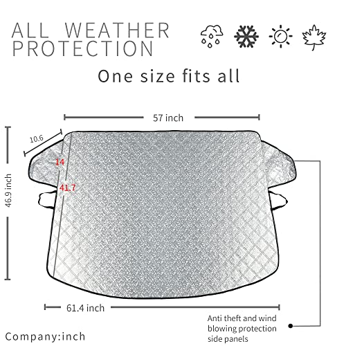 Kboise Car Windshield Cover For Ice And Snow, Foldable Windshield Frost Cover With 2 Mirror Covers For All Weather, Universal Anti-Theft Snow Frost Protector For Most Sedan Suv Pick-Up Truck #TOP3