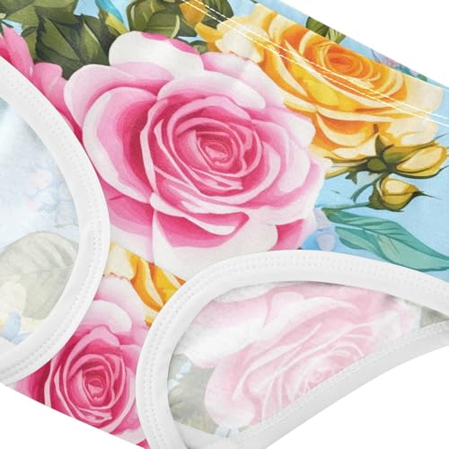 Durable Toddler Girls Underwear 2t Cotton Little Girl Panties Vintage Colorful Floral Blue Briefs Underpants4