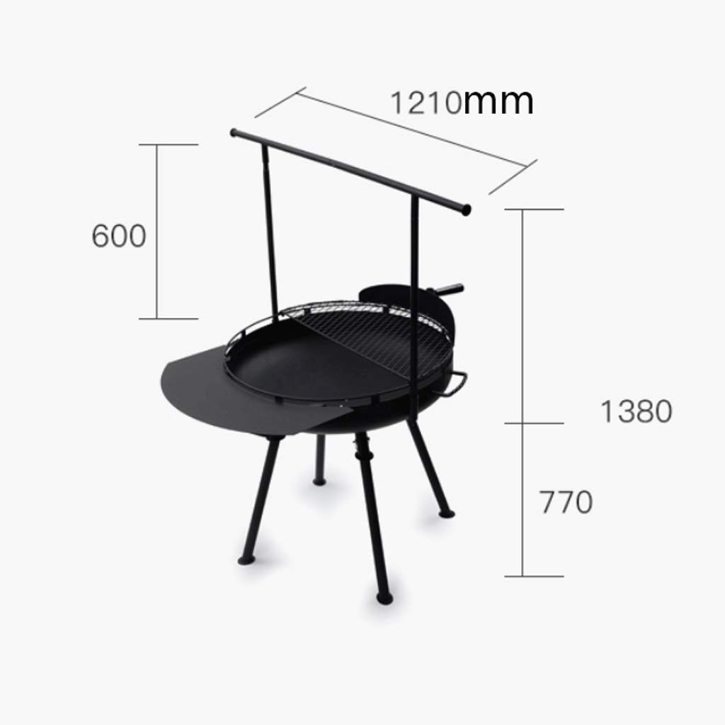 Ogród ognisko wielofunkcyjne ognisko palenisko ogrzewanie na zewnątrz Brazier amerykański sprzęt na ognisko drewno kemping grill wielofunkcyjny grill grill miska ognisko do grilla (kolor: czarny)