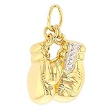Jewelry America High Polish 14k Yellow Gold 3D Boxing Gloves Charm Sports Pendant