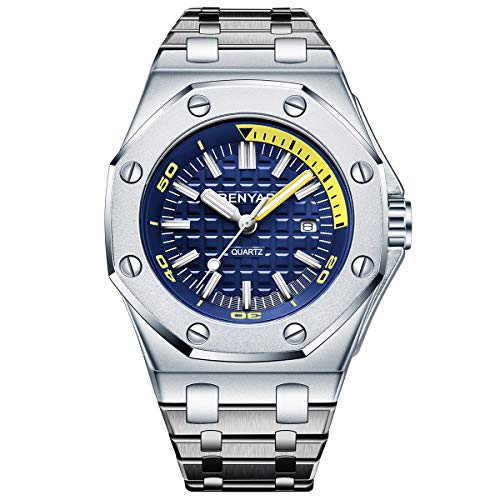 Preisvergleich Produktbild BY BENYAR - Herrenuhr Edelstahl / Quarzwerk / 30M wasserdicht und Kratzfest / Fashion Business Uhren Anlass