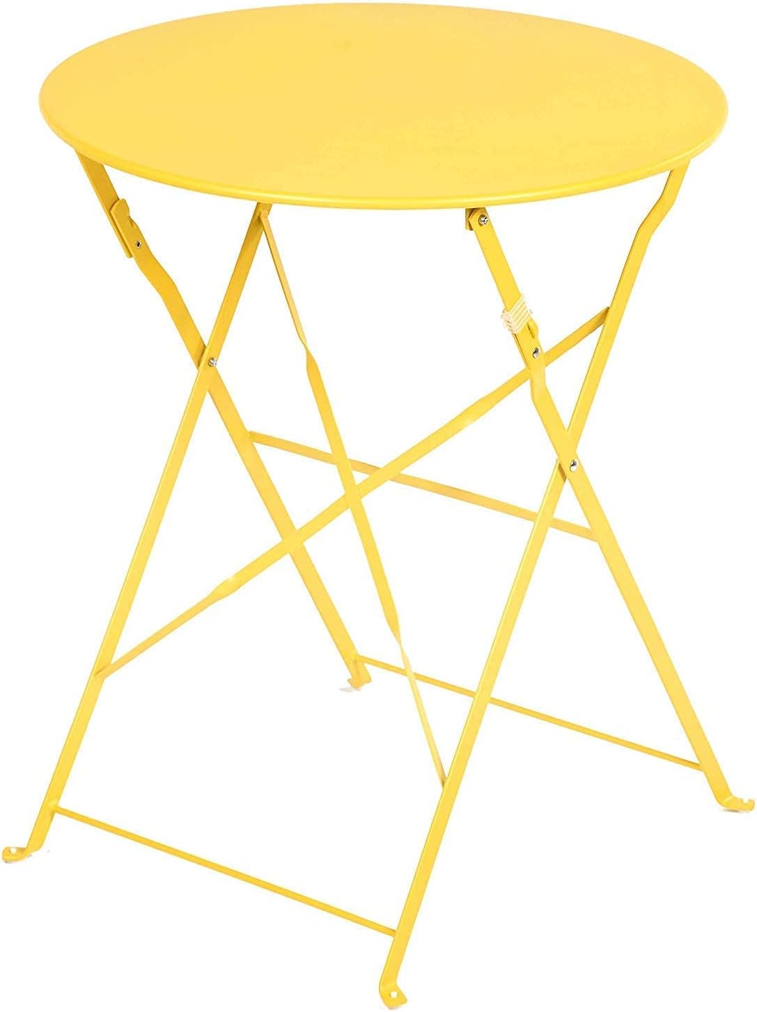 Grand patio 3 Piece Bistro Set, Weather-Resistant Folding Table and Chairs, Indoor/Outdoor Furniture Set (Yellow)