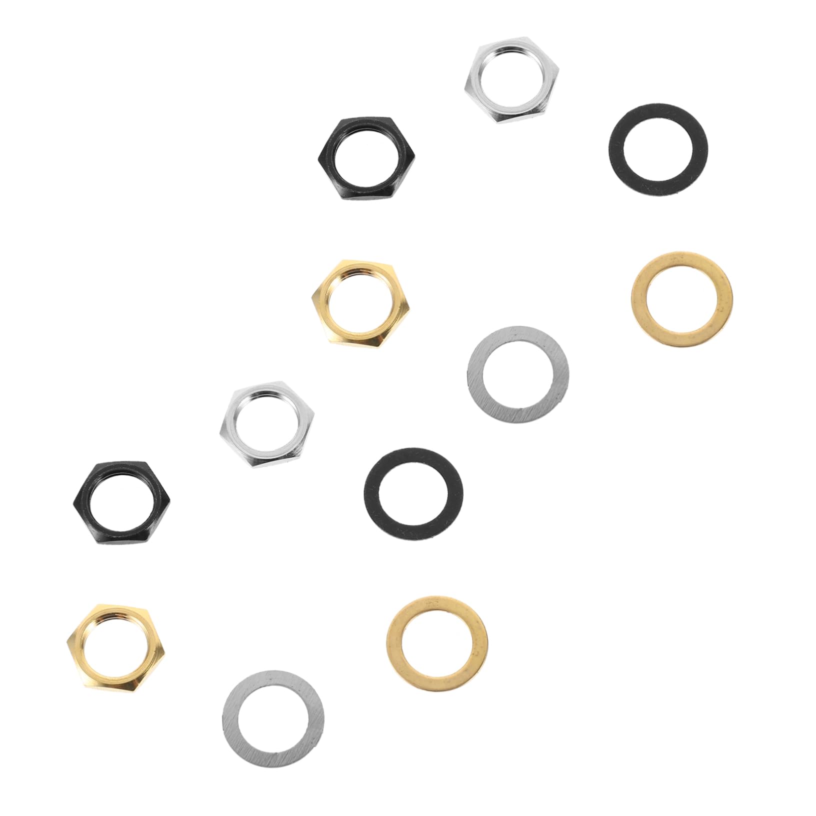 ifundom Guitar Input Socket Nut 12 Pack Electric Guitar Socket Nuts Metal Gaskets