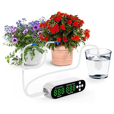 Automatic Flower Watering Timer Potted Plants drip System Digital LED Display Timer with Speaker Programmable Timer Automatically Increase Oxygen for Fish Tank Indoor System Cover