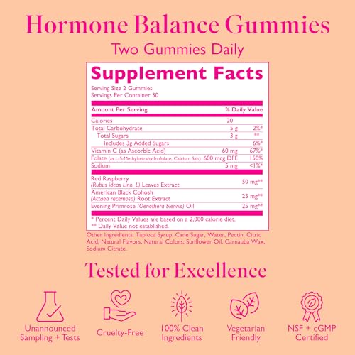 Hormone Balance Gummies for Women - Hormone Harmony for Mood, Energy, Bloating - Hormonal PMS, Perimenopause & Menopause Support - Red Raspberry Leaf & Black Cohosh - 60 Gummy Supplements - Image 5
