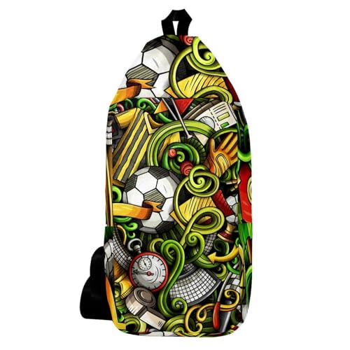 Sac à dos à bandoulière imprimé dessin de football coloré style moderne