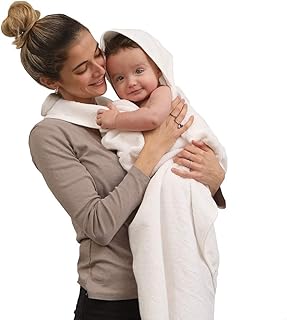 SIMPLY GOOD. Tablier à Serviettes pour bébés et Nouveau-nés 100% Coton Serviette de Bain et Gant de Toilette bébé à Capuche Mains Libres pour garçon et Fille (Perle)