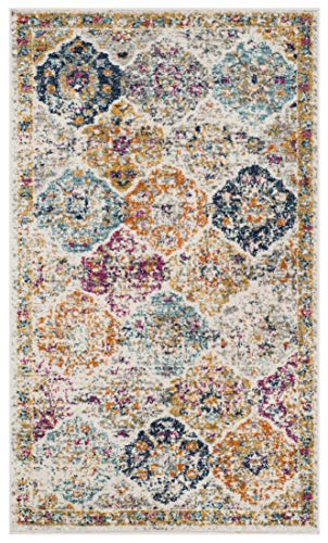 SAFAVIEH Tappeto Angosciato per Soggiorno, Sala da pranzo, Camera da letto - Madison Collection, A Pelo Corto, Crema e Multi, 91 X 152 cm