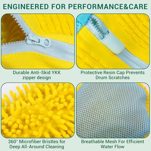 Image of Yellow Weaves Shoe Washing Machine Bag | 360 Deep Cleaning Shoes Laundry Bag with Zipper | Reusable, shoe Washer, Microfiber Protective Pouch for Toys, Sneakers & Slippers, Pack of 1 (Yellow)