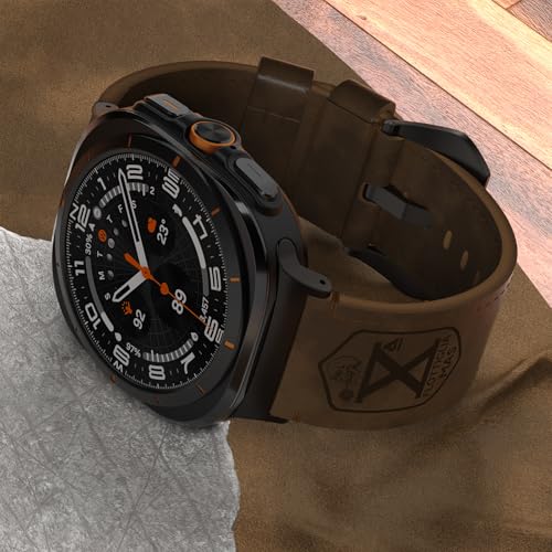 Image of Vintage Leather Band Compatible with Samsung Galaxy Watch Ultra Band 47mm (2025 /2024), 24mm Wide Crazy Horse Leather Strap for Galaxy Watch Ultra Men Women Retro Brown