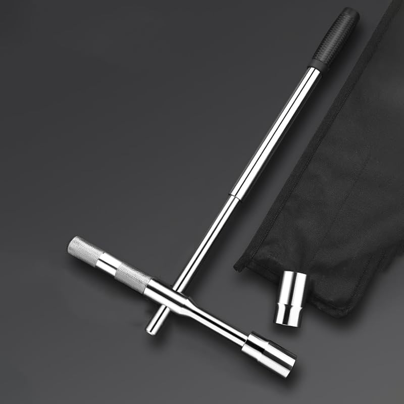 23" Extended Lug Wrench, 4 Way Automotive Wheel Lug Wrench with 17/19 and 21/23mm Sockets, Cross Labor Saving Auto Tire Lug Nut Removal Tool with Storage Bag for Car, Truck, Van (Extendable)