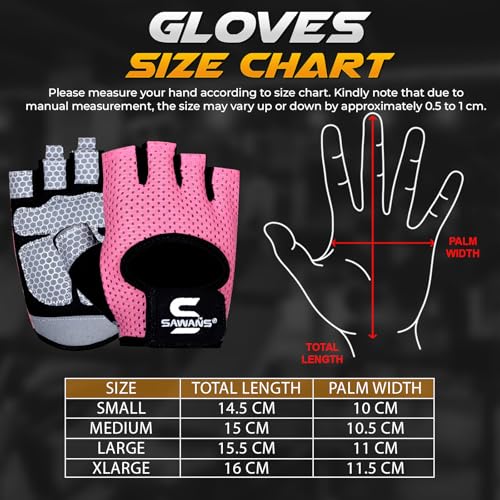 SAWANS Fitness-Handschuhe für Männer und Frauen, Gewichtheben, Fitness-Handschuhe, atmungsaktiv, Damen-Handschuhe, Training, rutschfest, Silikon, gepolsterte Handfläche, Mikrofaser (Small, Pink)