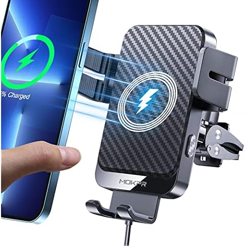 Wireless Car Charger, MOKPR 15W Fast Charging Auto-Clamping Car Charger Phone Mount Air Vent Cell Phone Holder Compatible iPhone 14/13/13 Pro/12 pro/12/11/X/8, Samsung Galaxy S22/S21/S20, etc Cover