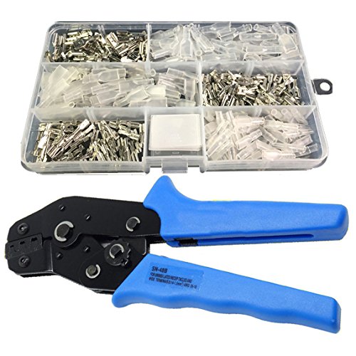 Szdealhola 150Pcs Non-Insulated Tab Receptacle Terminals Crimper Ratchet Crimping Plier Assortment Tool Set Kit #TOP26