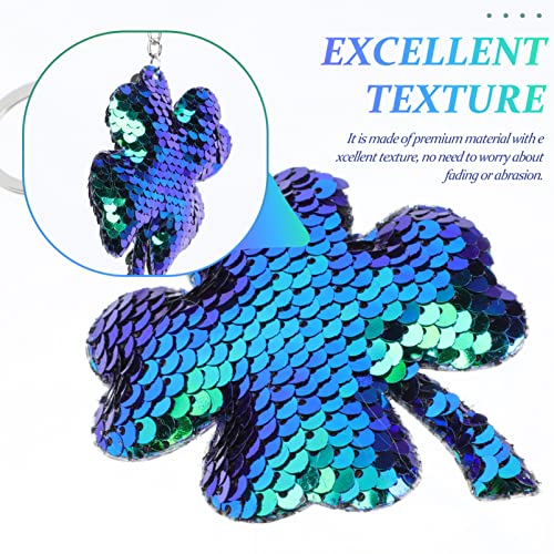 BESPORTBLE 12 Pcs Lantejoul Do Trevo Chaveiros Glitter Shamrock Quatro Folha Sorte Chaveiro Fortune