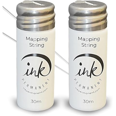 Ink Permanent White Brow Mapping String [2 X 100 Ft Bottles - 60 m] Pre-Inked Mapping String for Permanent Makeup and Microblading Supplies | Brow Mapping Kit | Mapping String for Brow Mapping Cover