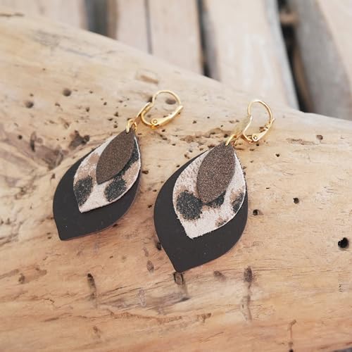 Boucles d'oreilles feuilles en cuir pour un style bohème chic quotidien