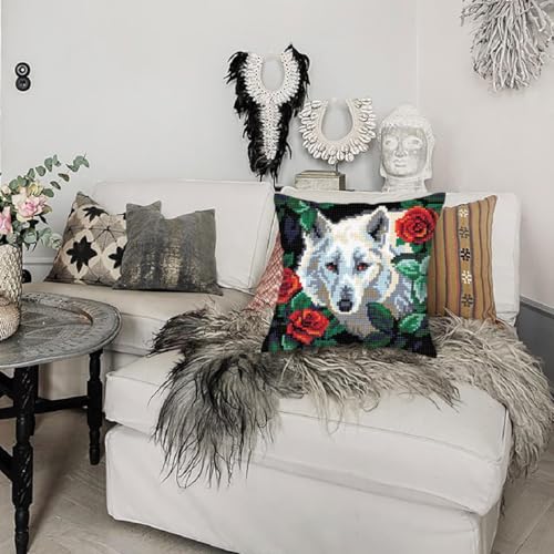 Cojín de cañamazo impreso Wolf Collection d'Art para bordar 2