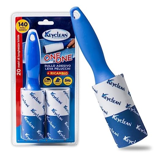 IPEA Cepillo Adhesivo Quitapelusas de 20 Metros Giratorio - 2 Rollos x 140 Hojas - Rodillo Adhesivo para Quitar el Pelo, Polvo, Pelo Animal de Ropa y decoración