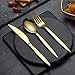 Gold Silverware Set, Berglander Titanium Gold Plating Flatware Set 20 Pieces, Stainless Steel Golden Flatware Set, Gold Cutlery Set Service For 4