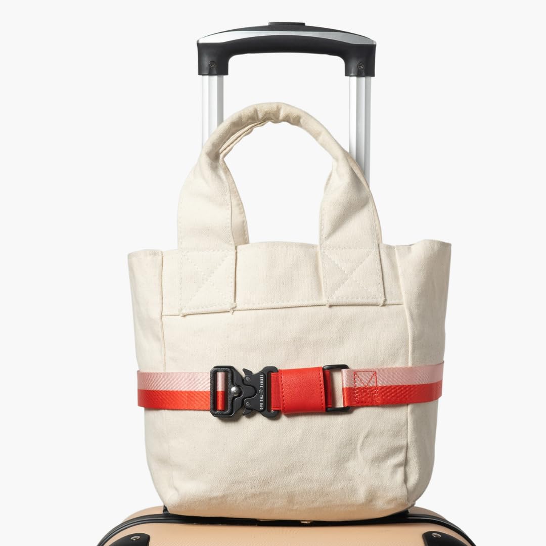 Cincha Mini Travel Belt for Luggage - Stylish & Adjustable Add a Bag Luggage Strap for Carry On Bag - Airport Travel Accessories for Women & Men - As Seen on Shark Tank (Red and Pink)