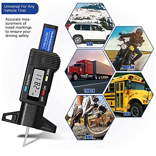 Bandenprofieldieptemeter, bandenmeter, digitale dieptemeter met LCD-display, bandenprofielmeter, bandenprofielmeter… - Image 6