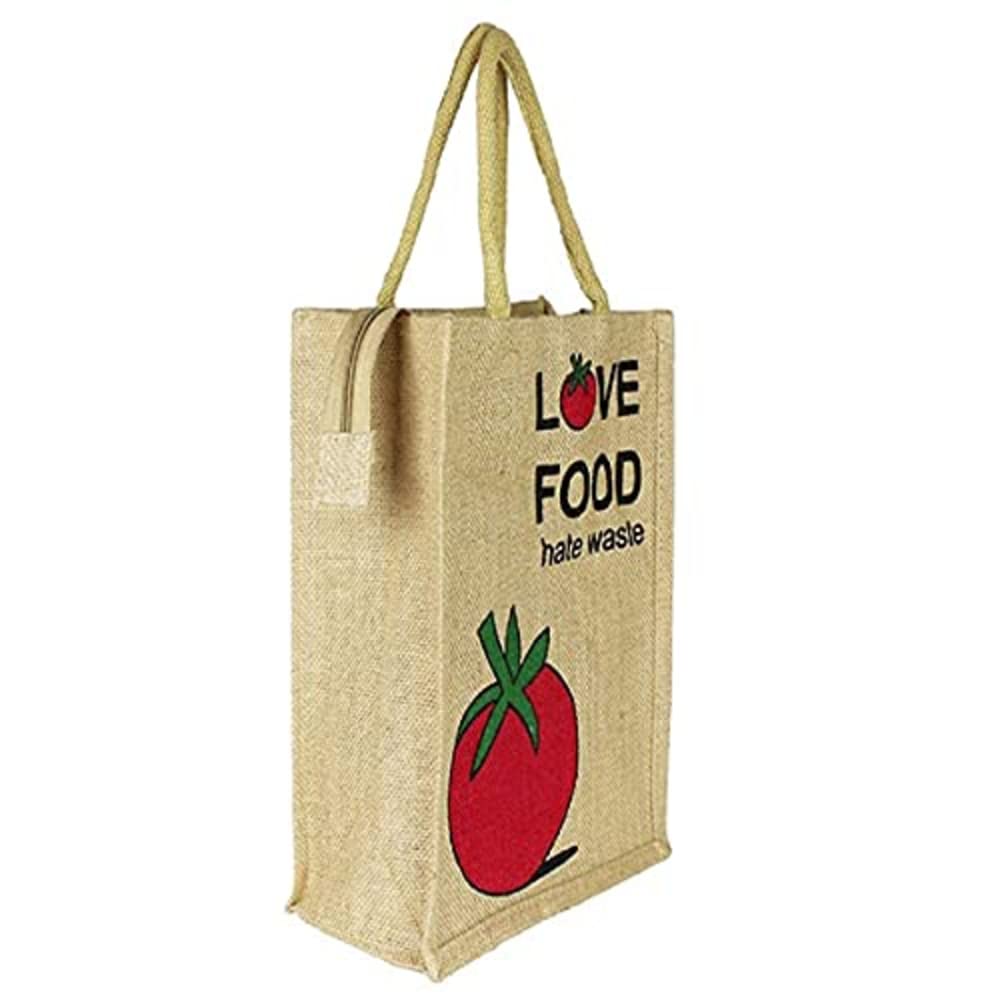 KNS Enterprises Jute Bags Size 10x12x4 for Women and Men Grocery Jute Carry Bags Shopping Bags lunch bags Love Food Hate Waste Print Jute Bags (B099KWGJ53) Amazon Price History, Amazon Price Tracker
