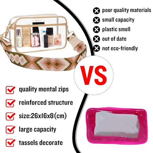 XSUIOY Clear bags Stadium Approved with Guitar Straps,Clear Crossbody Purse Transparent Daypack Backpack for Sports Events - Image 6