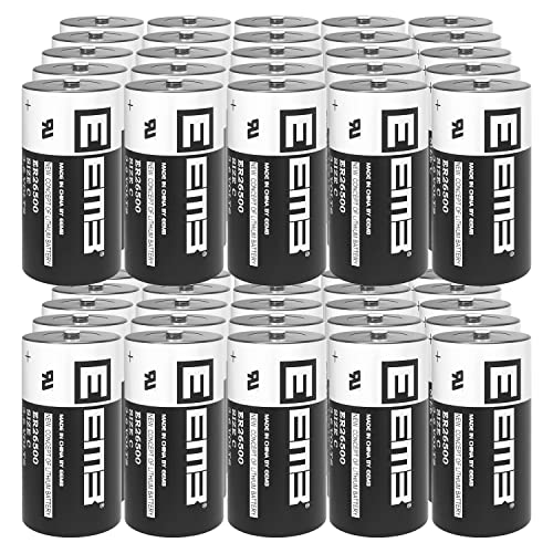 EEMB 50Pack ER26500 C Size 3.6V Lithium Battery High Capacity Li-SOCL? Non-Rechargeable Battery LS26500 SB-C01 TL-2200 for Automobile tire Pressure Monitor,Smart Card,Electricity Meter,Wireless Tools