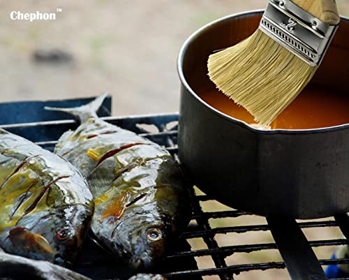 Chephon Natural Bristles Pastry Basting Brushes Set With Wooden Handle For Baking Kitchen Cooking Bbq Grill And Basting Oil Sauce And Marinade, 4 Pack #TOP4