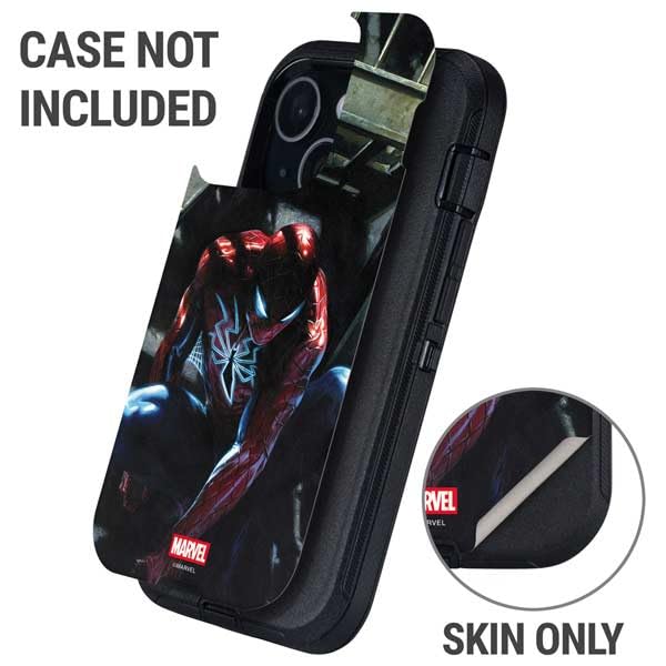 Skinit Decal Phone Skin Compatible with OtterBox Defender iPhone 14 - Officially Licensed Marvel Spiderman New Suit Spiderman Design