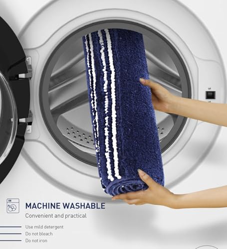 Image of Obsessions Ultra Soft Solid Bath Mat - Premium 1950 GSM Density, Anti-Skid Safety Backing & Superior Absorbency for Quick-Dry Comfort (40x60 cm, Midnight Blue)